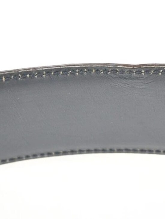 GUCCI G Logo Belt 70/28 Leather Brown Blue GHW Italy 66KC646